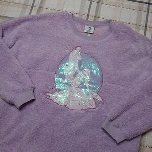 RARE Disney The Little Mermaid Spirit Jersey Fleece Sherpa Sparkle Embroidery XL